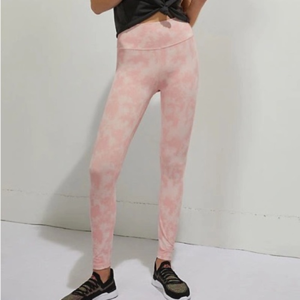 Allfenix size medium pink tie dye leggings lady womens 7/8 crop length